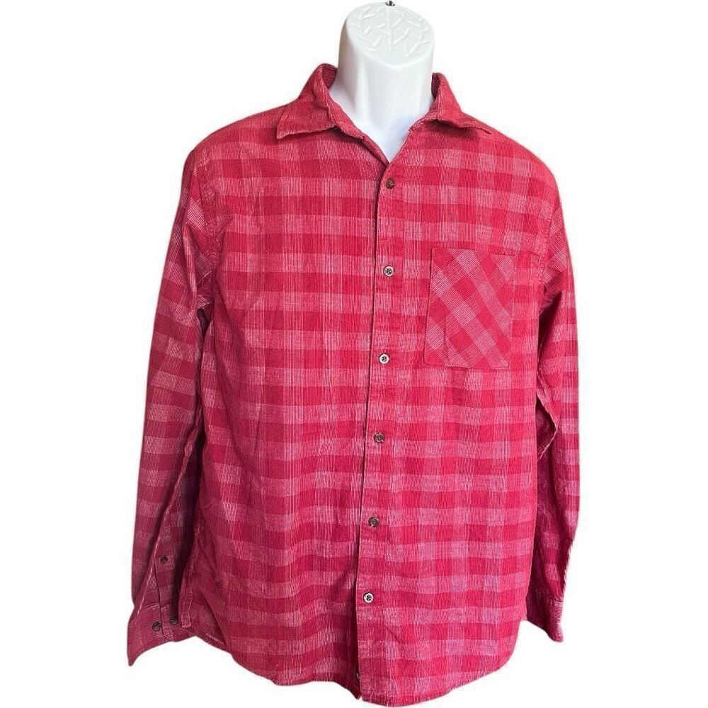 NWT Mens Houston White Red Plaid Button Down Long Sleeve Shirt - Sz M
